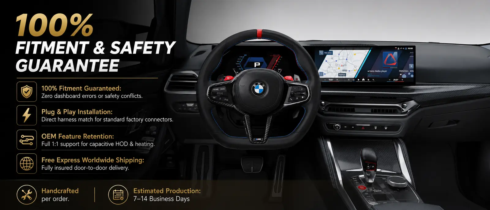 Custom steering wheel fitment safety guarantee