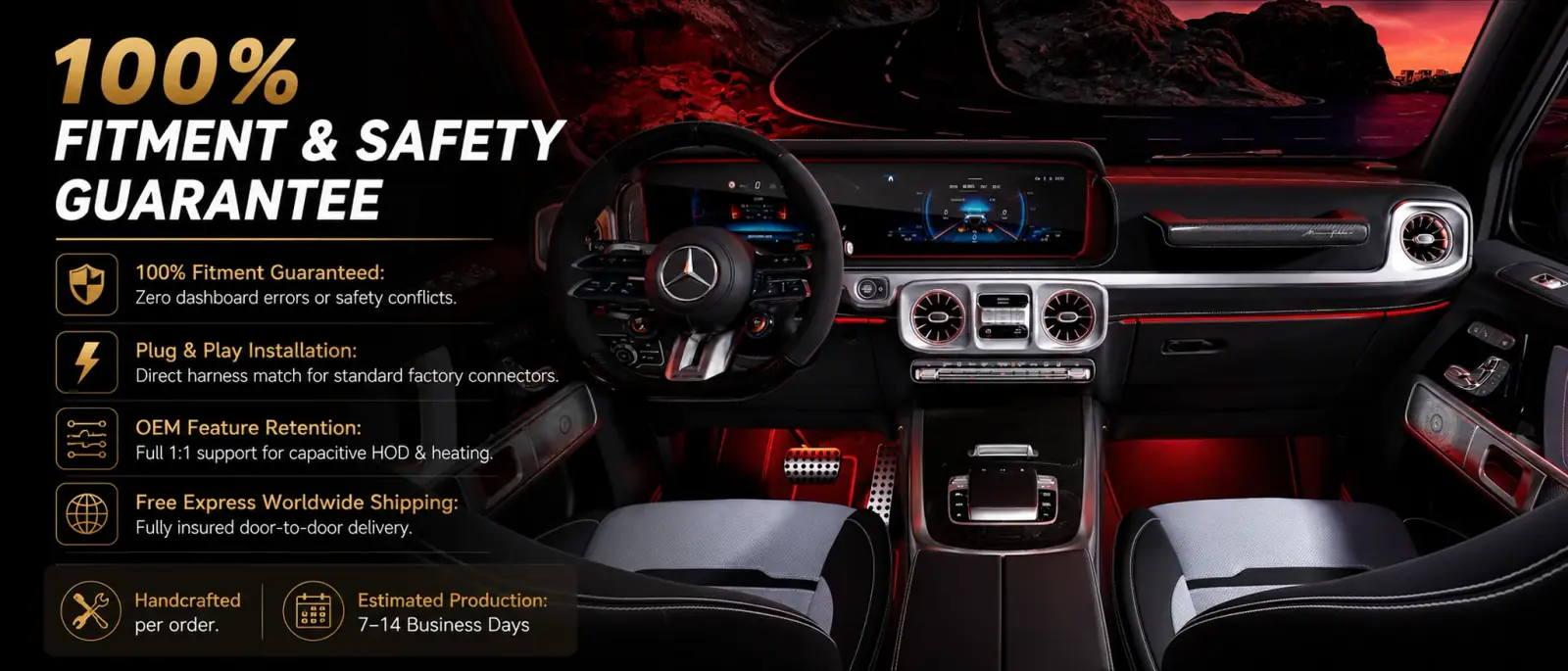 Mercedes G63 custom carbon fiber steering wheel