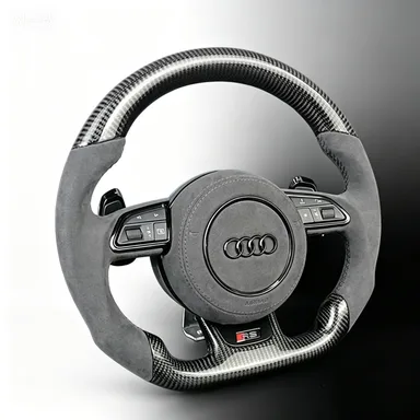 Gloss Carbon Audi RS Style Racing Steering Wheel Alcantara Perforated Nappa Leather Audi A7 A8 Model Steering Wheel | YINGGENE Custom Steering Wheels Gloss Carbon Audi RS Style Racing Steering Wheel Alcantara Perforated Nappa Leather Audi A7 A8 Model Steering Wheel