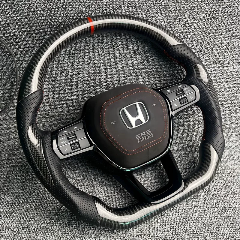 Gloss Carbon Honda Odyssey Racing Steering Wheel Perforated Nappa Leather Honda Civic Si EX LX Model Steering Wheel | YINGGENE Custom Steering Wheels Gloss Carbon Honda Odyssey Racing Steering Wheel Perforated Nappa Leather Honda Civic Si EX LX Model Steering Wheel