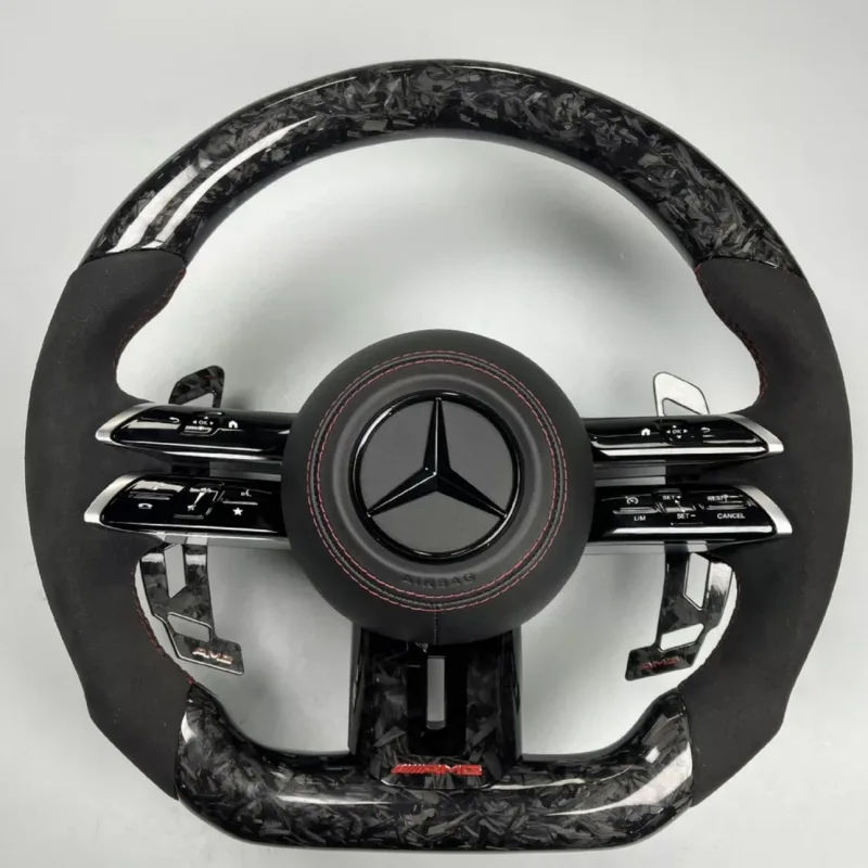 Gloss Carbon Mercedes E63 AMG Racing Steering Wheel Mercedes Aftermarket Forged Carbon C63 AMG Steering Wheel | YINGGENE Gloss Carbon Mercedes E63 AMG Racing Steering Wheel Mercedes Aftermarket Forged Carbon C63 AMG Steering Wheel — Custom Steering Wheel