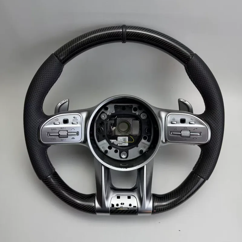 Gloss Carbon Mercedes E63 AMG Racing Steering Wheel Perforated Nappa Leather Mercedes W220 W221 W222 Model Steering Wheel | YINGGENE Gloss Carbon Mercedes E63 AMG Racing Steering Wheel Perforated Nappa Leather Mercedes W220 W221 W222 Model Steering Wheel โ Custom Steering Wheel
