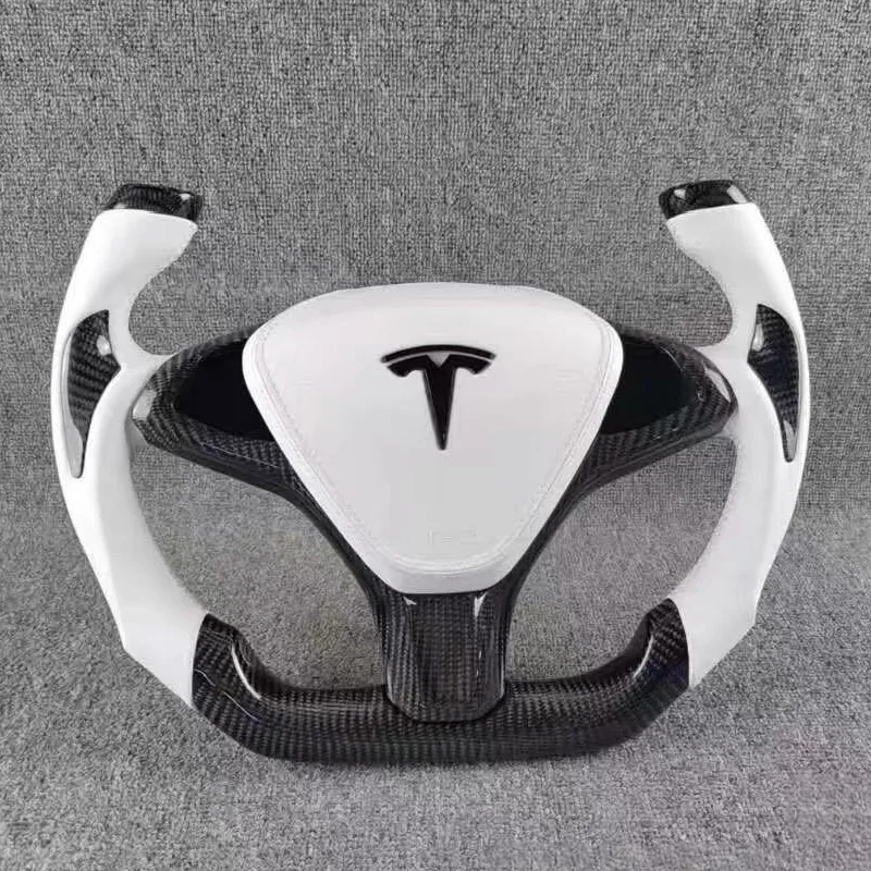 Gloss Carbon Tesla Model 3 Model Y Model X Model S Racing Steering Wheel | YINGGENE Custom Steering Wheels Gloss Carbon Tesla Model 3 Model Y Model X Model S Racing Steering Wheel