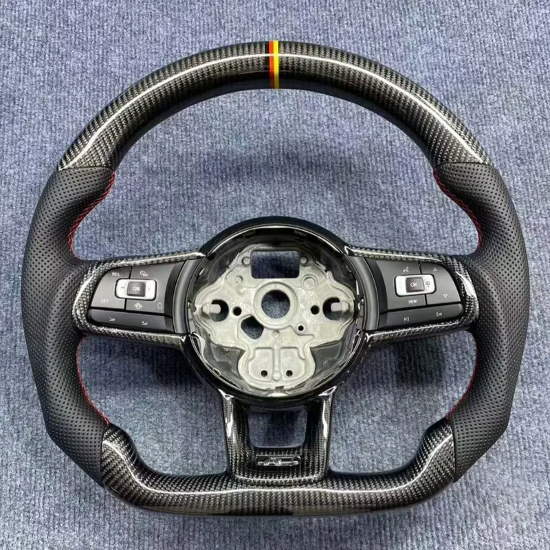 Gloss Carbon Volkswagen VW Jetta Racing Steering Wheel 12 O'Clock Ring Volkswagen VW MK7 MK6 MK5 MK4 Steering Wheel — Custom Steering Wheel