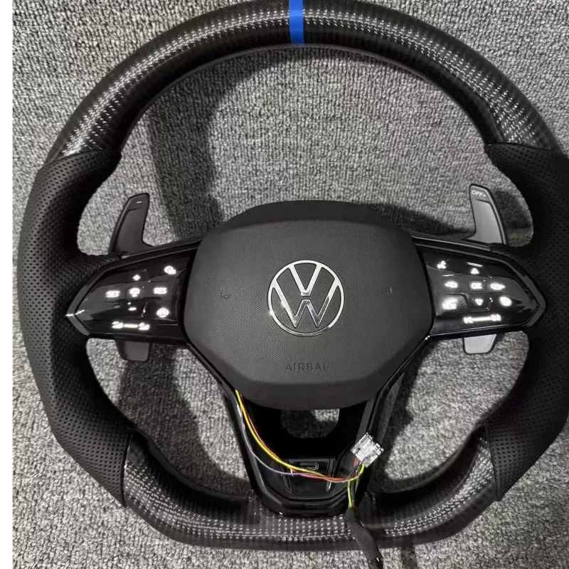 Gloss Carbon Volkswagen VW Jetta Racing Steering Wheel Perforated Nappa Leather Polo Model Steering Wheel | YINGGENE Gloss Carbon Volkswagen VW Jetta Racing Steering Wheel Perforated Nappa Leather Polo Model Steering Wheel โ Custom Steering Wheel