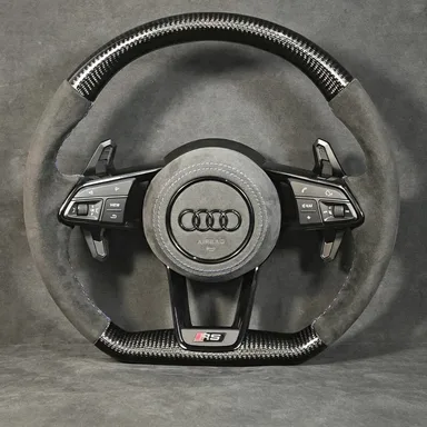 Matte Carbon Fiber Audi RS4 RS6 TT Steering Wheel with Alcantara Stitching | YINGGENE Custom Steering Wheels Matte Carbon Fiber Audi RS4 RS6 TT Steering Wheel with Alcantara Stitching