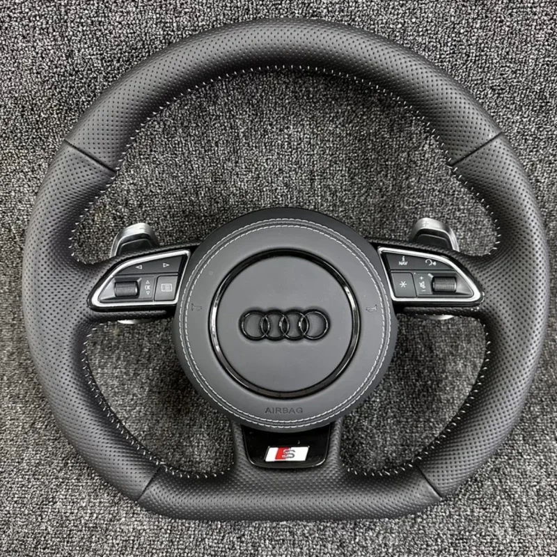 Perforated Nappa Leather Audi A7 A8 Model Steering Wheel Audi M Sport A3 Steering Wheel | YINGGENE Custom Steering Wheels Perforated Nappa Leather Audi A7 A8 Model Steering Wheel Audi M Sport A3 Steering Wheel