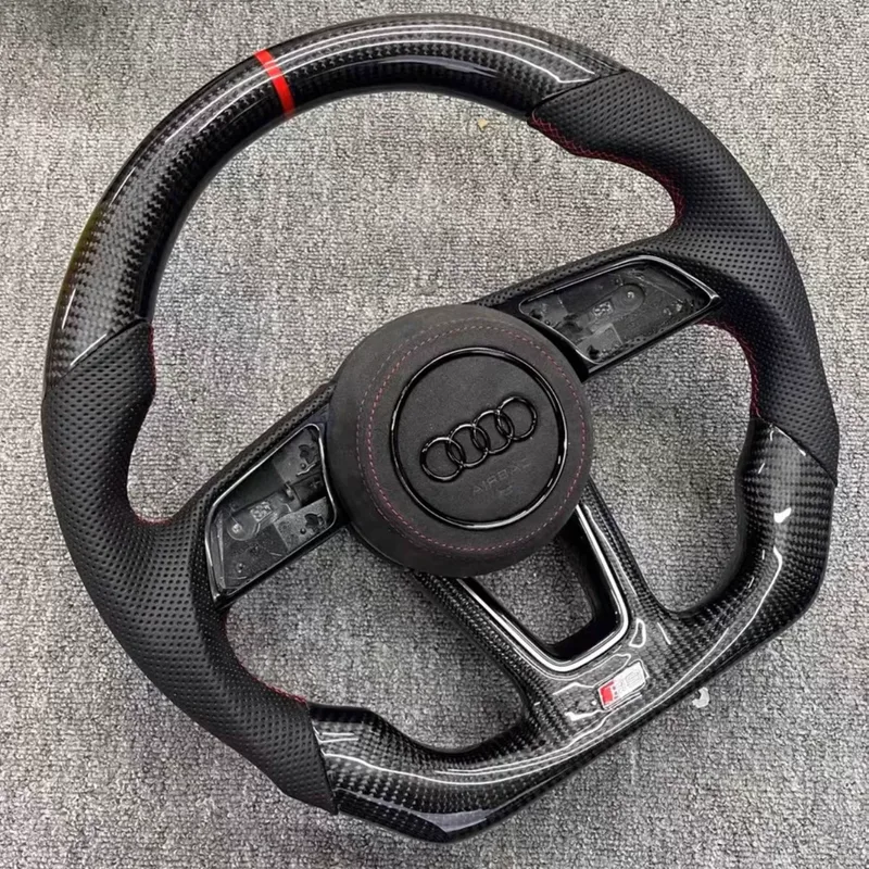 Real Carbon Fiber Audi A5 RS3 RS5 RS7 S3 S5 S7 Steering Wheel Nappa Leather Audi Steering Wheel | YINGGENE Custom Steering Wheels Real Carbon Fiber Audi A5 RS3 RS5 RS7 S3 S5 S7 Steering Wheel Nappa Leather Audi Steering Wheel