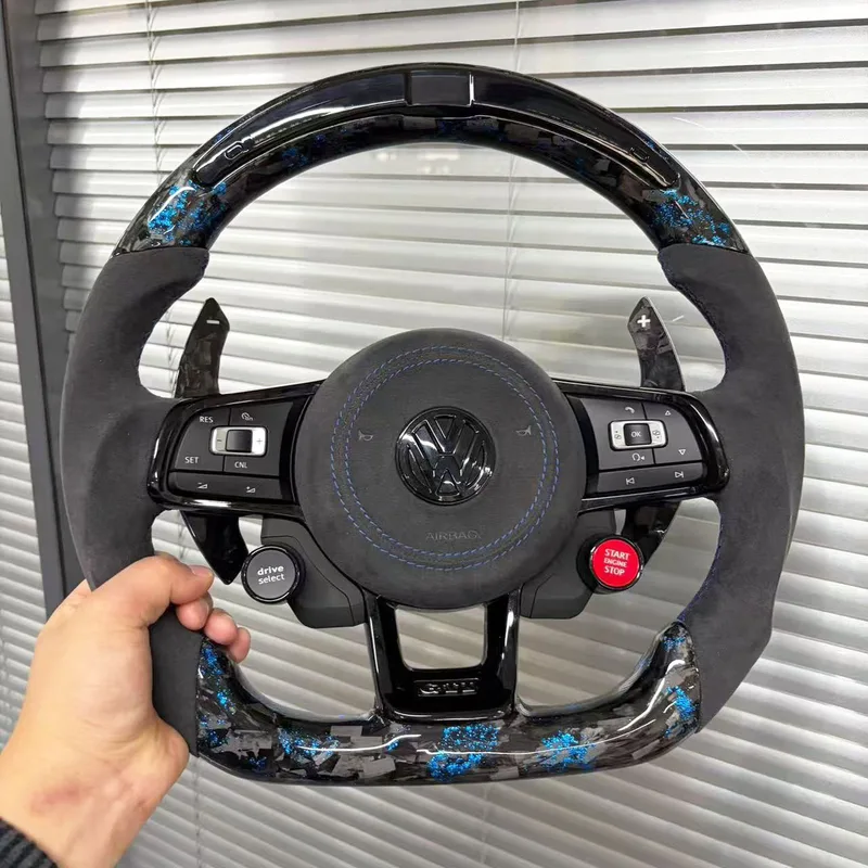 VW Aftermarket Forged Carbon Fiber Golf 8R Steering Wheel Forged Custom Carbon Fiber VW Steering Wheel — Custom Steering Wheel