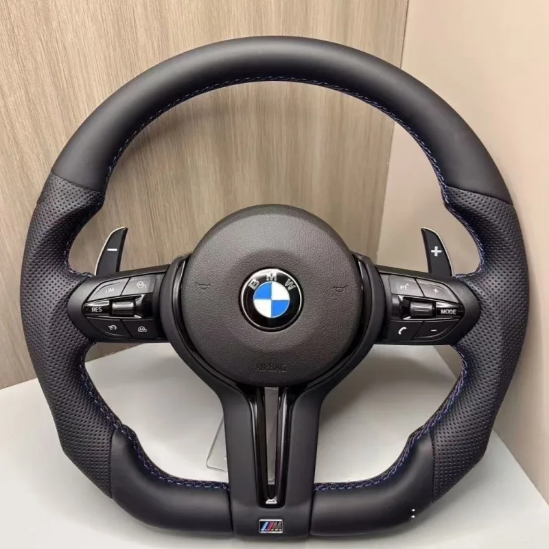 Wholesale All Black Genuine Leather BMW Steering Wheel 3 Series 5 Series F10 F30 F20 E90 X3 X5 — Custom Steering Wheel