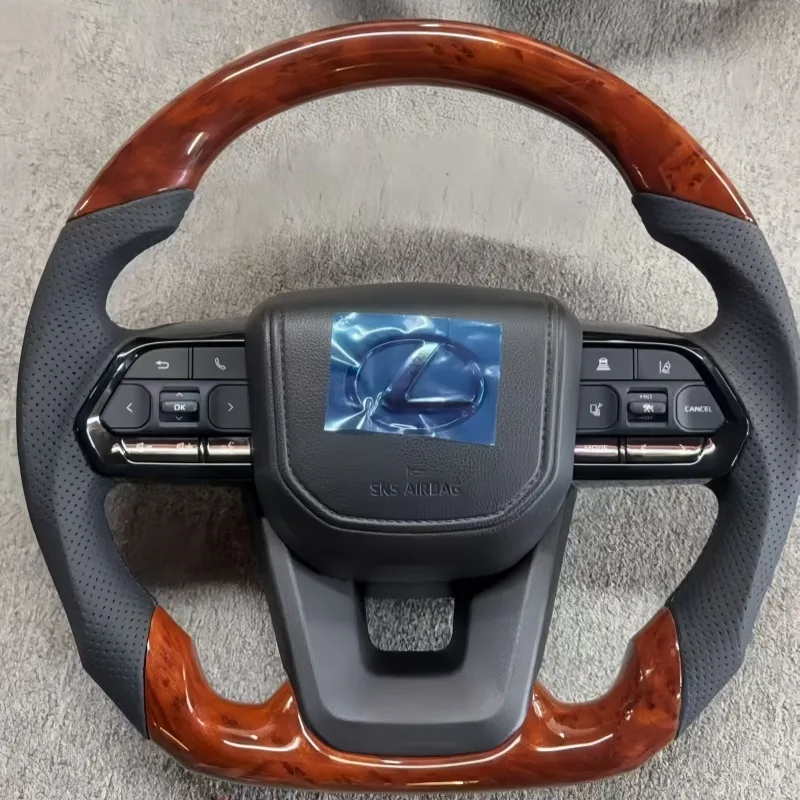 Wood Grain D-shaped Steering Wheel for Lexus LX500 LX500H RFC | YINGGENE Wood Grain D-shaped Steering Wheel for Lexus LX500 LX500H RFC โ Custom Steering Wheel