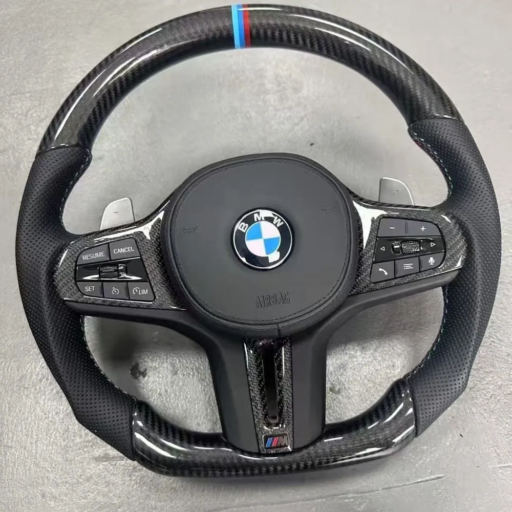 BMW Real Carbon Fiber Modified Nappa Genuine Leather Steering Wheel 5 Series M5 (2019-2025) - YG — Custom Steering Wheel