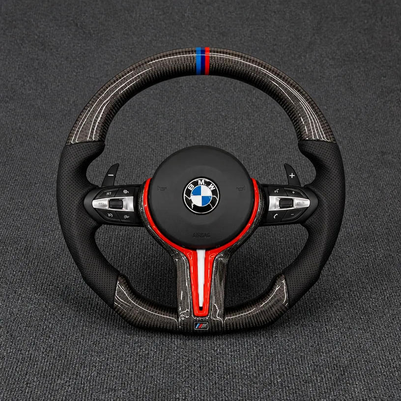 For BMW 3 Series M3 F30 F31 F34 F35 F80 2012–2019 Custom Real Carbon Fiber Steering Wheel - YINGGENE — Custom Steering Wheel