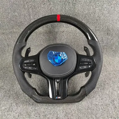 Custom BMW Real Carbon Fiber Modified Steering Wheel X3 iX3 X3M G08 G01 G08M G01M 2019-2025-YINGGEN — Custom Steering Wheel