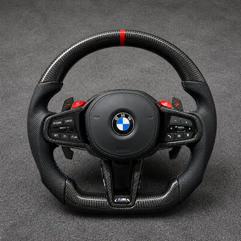 Custom BMW real carbon fiber modified steering wheel X5 X5M G05 G18 G05M 2019-2025-YINGGEN — Custom Steering Wheel