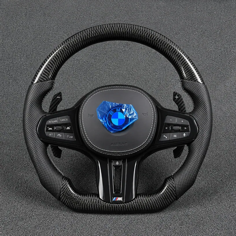 Custom BMW Real Carbon Fiber Modified Steering Wheel X7 X7M G07 G07M 2019-2025-YINGGEN — Custom Steering Wheel