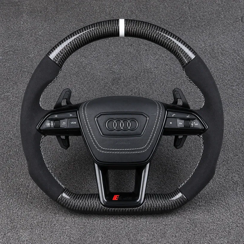 Custom Real Carbon Fiber Steering Wheel for Audi A4 S4  RS4 A5 Coupe Sportback S5 RS5 B5 B6 B7 8T 8F F5 1996-2026 - YINGGENE — Custom Steering Wheel