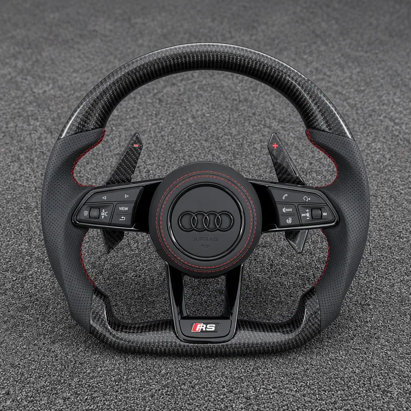 Custom Real Carbon Fiber Steering Wheel for Audi A4 S4  RS4 A5 Coupe Sportback S5 RS5 B5 B6 B7 8T 8F F5 1996-2026 - YINGGENE — Custom Steering Wheel
