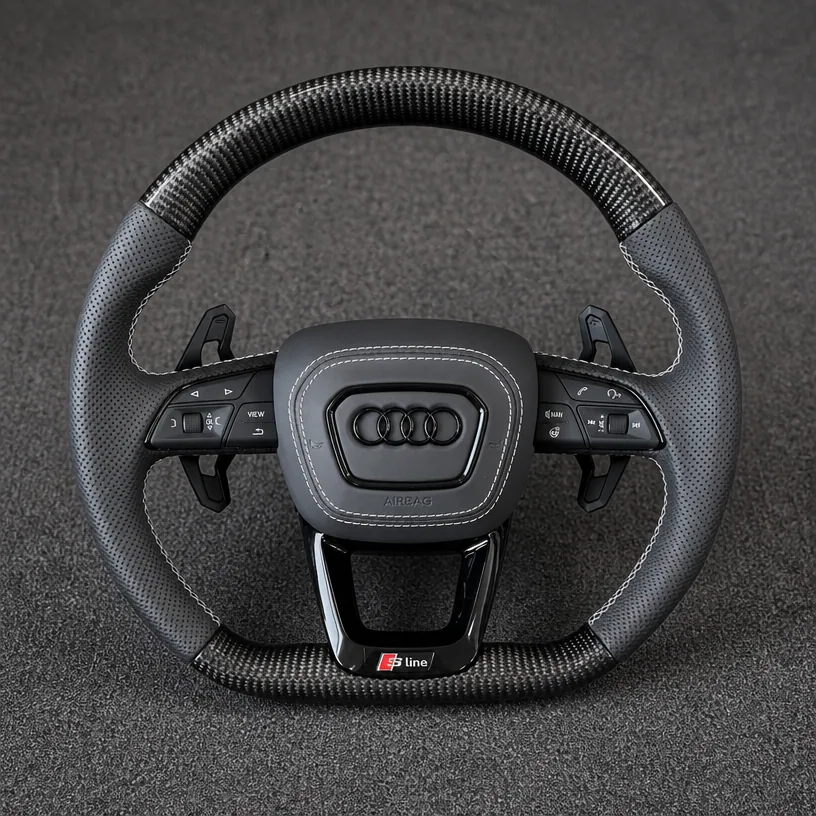 Custom Genuine Carbon Fiber Steering Wheel for Audi R8 Type42 Type4S Q5 2006?2024 Coupé Spyder - YINGGENE — Custom Steering Wheel