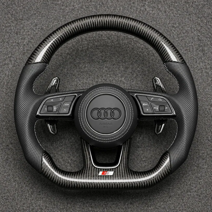 Custom Real Carbon Fiber Steering Wheel for Audi A6 S6 RS6 A7 S7 RS7 Sportback C4 C5 C6 C7 C84G 4 1994-2026 - YINGGEN — Custom Steering Wheel