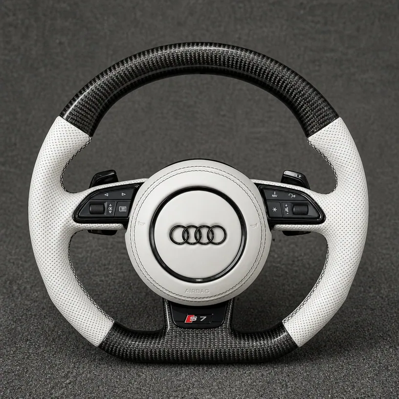 Custom Genuine Carbon Fiber & Napa leather Steering Wheel for Audi Q7 SQ7 4L 4M 2005?2026 - YINGGENE — Custom Steering Wheel