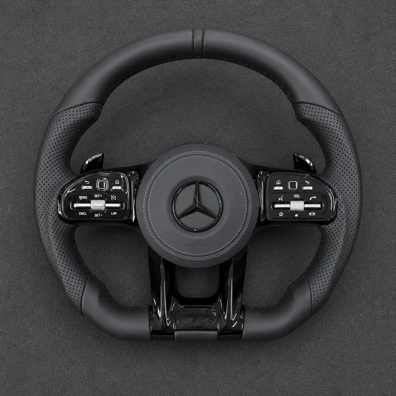 Mercedes A B C E S GLC GLE 2003-2026 W203-W206 W211-W21 Custom Nappa Genuine Leather AMG Steering Wheel -YINGGENE — Custom Steering Wheel