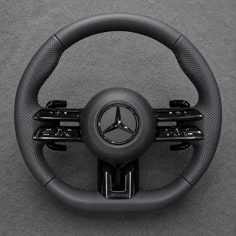 Mercedes A B C E S GLC GLE 2003-2026 W203-W206 W211-W214 Custom Nappa Genuine Leather AMG Steering Wheel -YINGGENE — Custom Steering Wheel