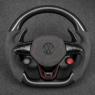 Volkswagen Golf 8 MQB Evo GTI 2019-2026 Golf R Custom Real Carbon Fiber Steering Wheel -YINGGENE — Custom Steering Wheel
