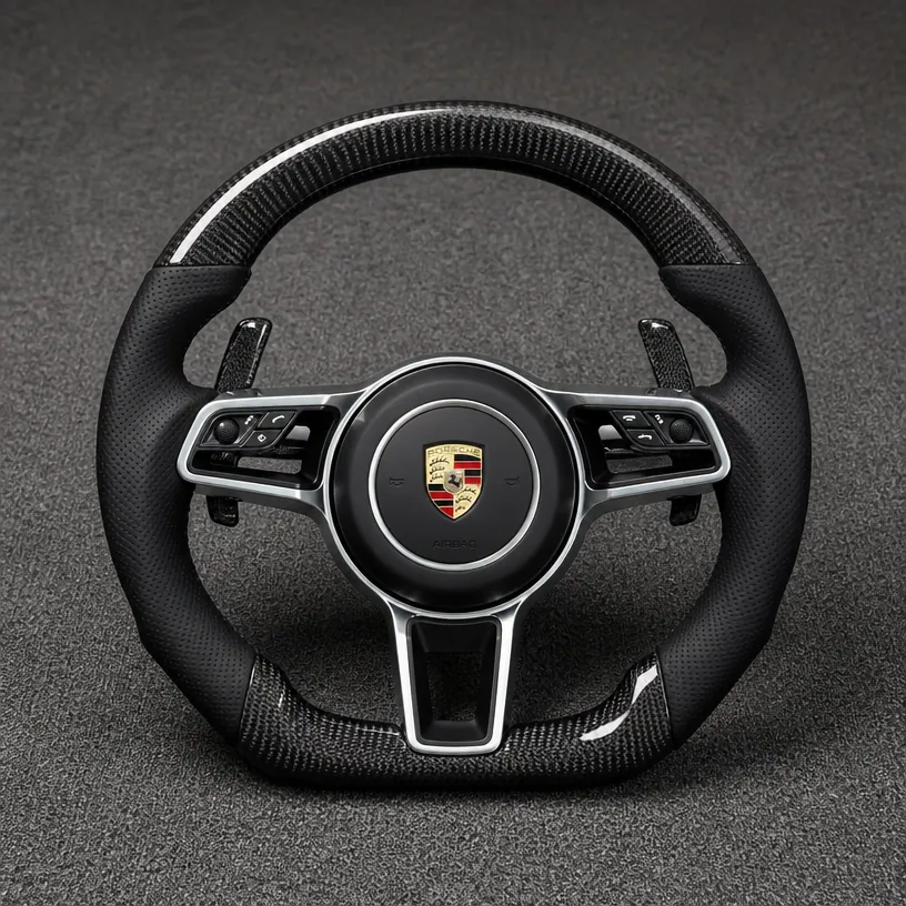 Custom Porsche Macan 95B XAB Series Real Carbon Fiber Steering Wheel 2002-2026 - YINGGEN — Custom Steering Wheel